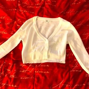 Women’s white cardigan, size medium cropped